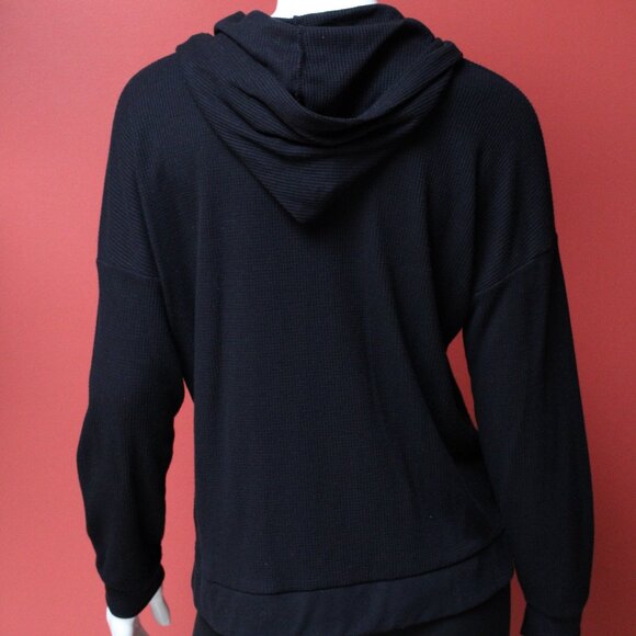 Pink Rose Black Waffle Hoodie - Picture 6 of 8